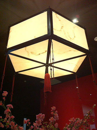 Custom-made Chinese lanterns with solid timber frame and marble look
